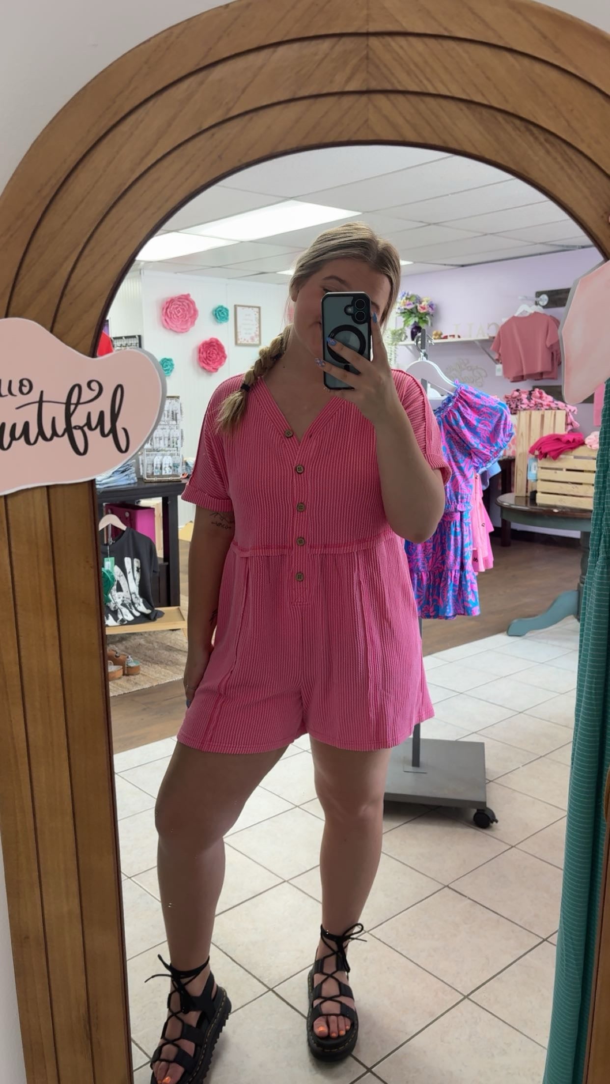 Bubble Gum Button-Up Romper