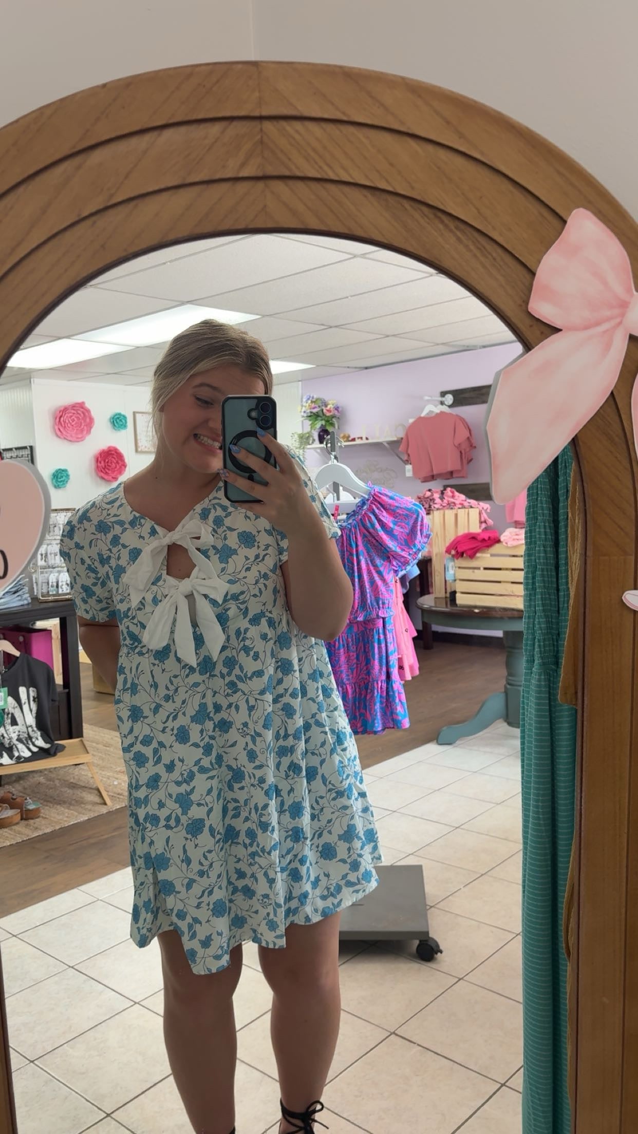 Bluebell Charm Bow-Tie Mini Dress