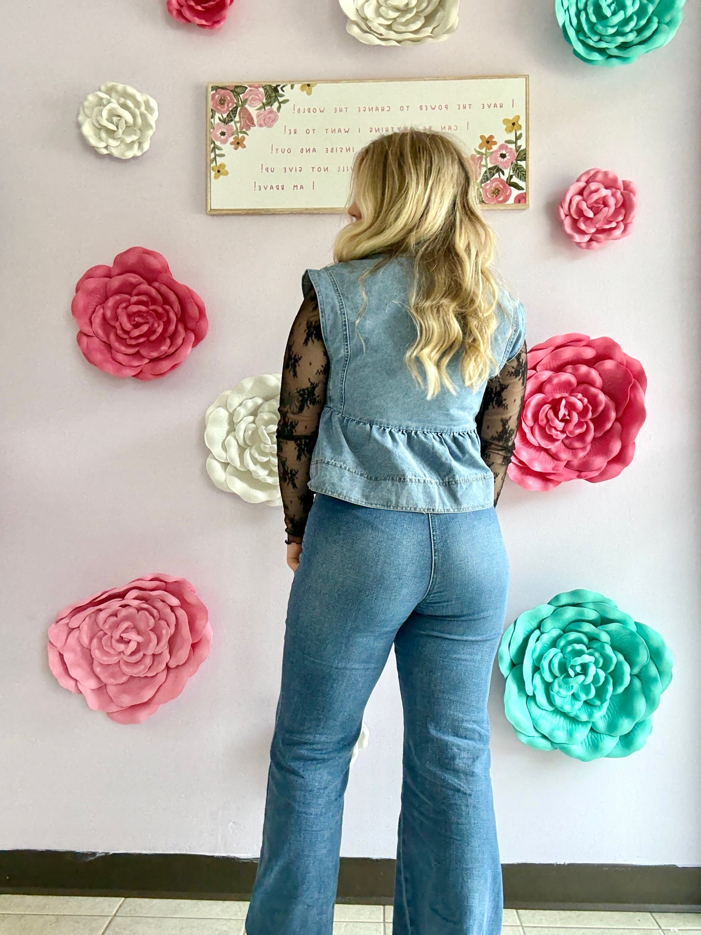 “Unstoppable Waves” High-Waist Flare Jeans