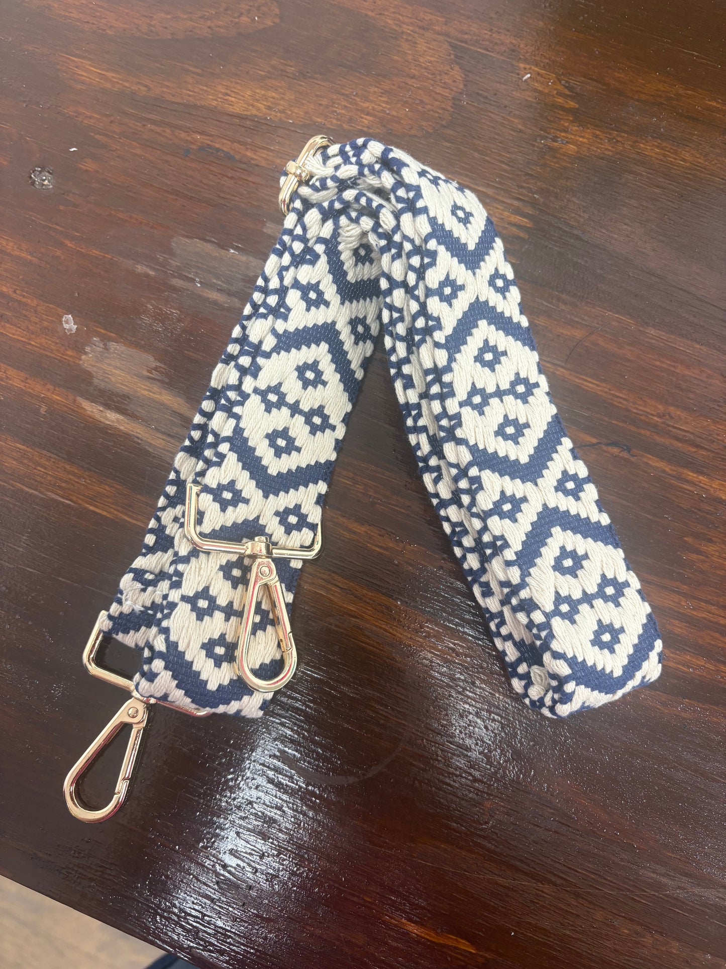 White and Blue adjustable bag strap