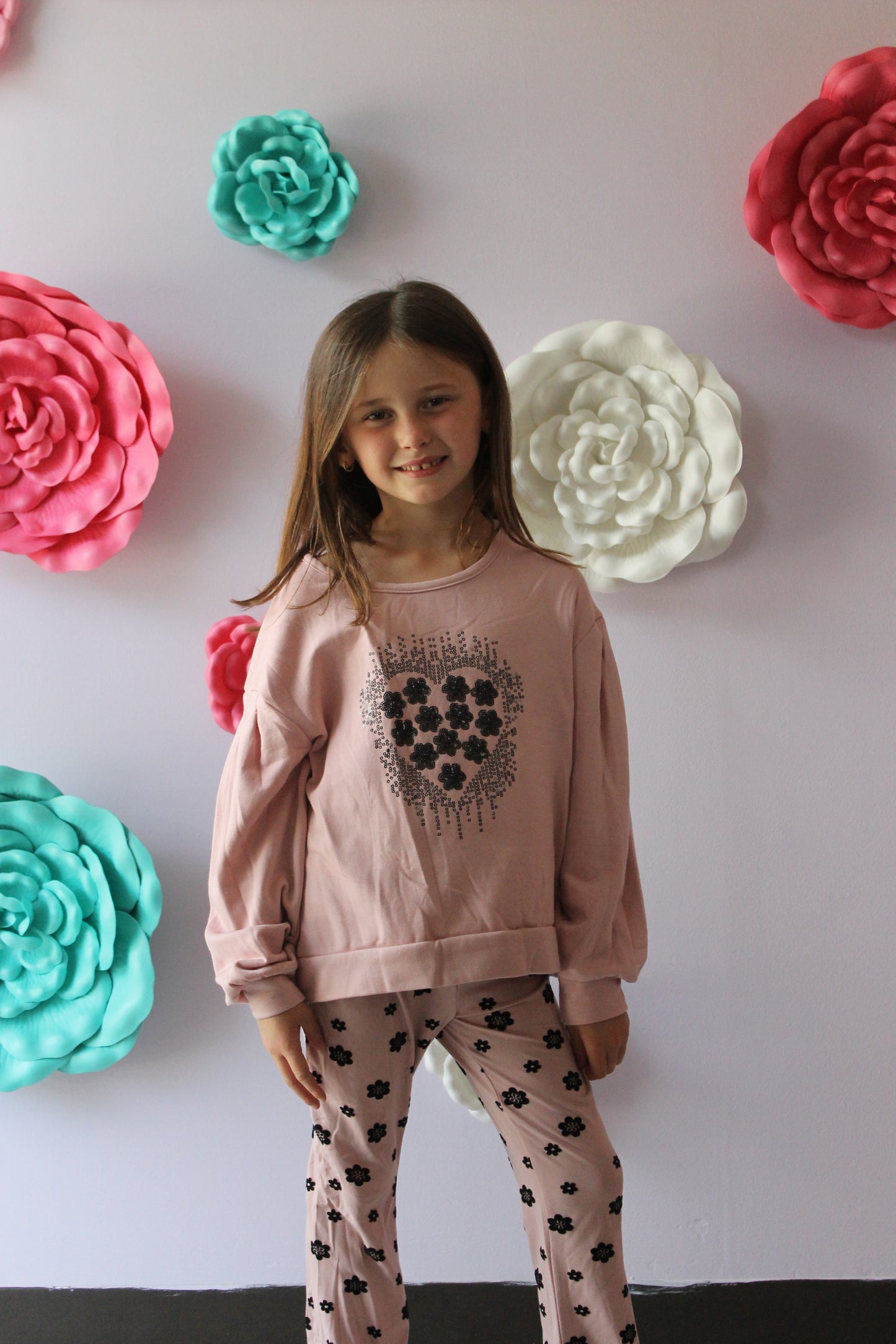 Floral Flocking Pant Set