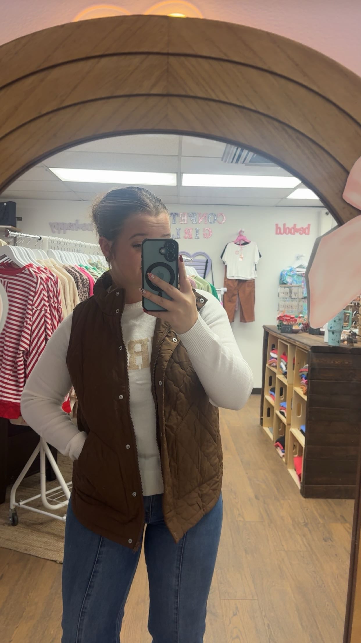 Brown Zip/ Button up Vest