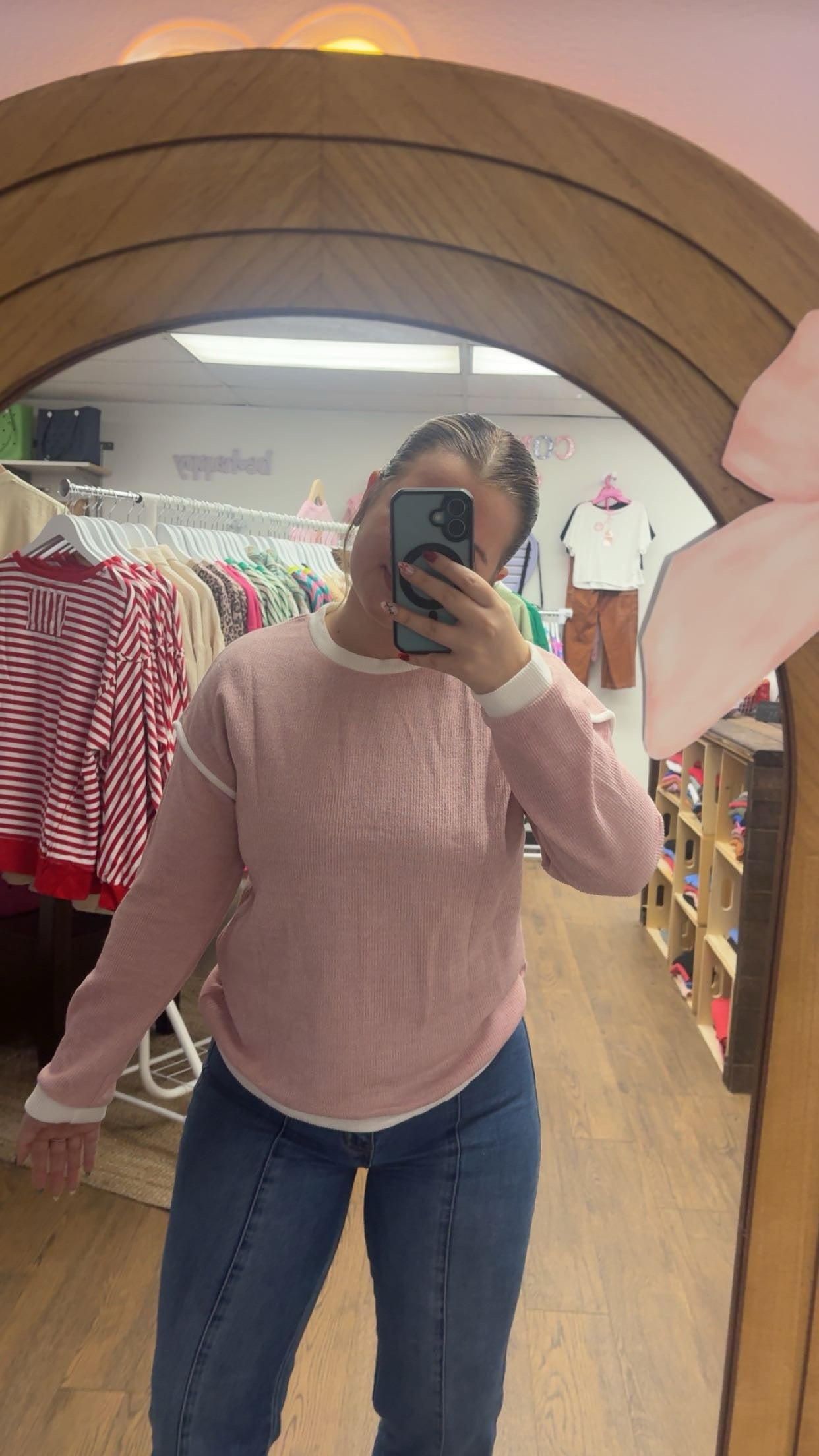 Pink & White Sweater