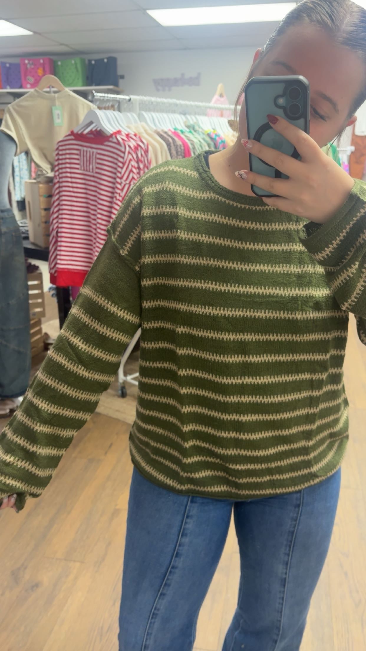 Green Contrast Sweater