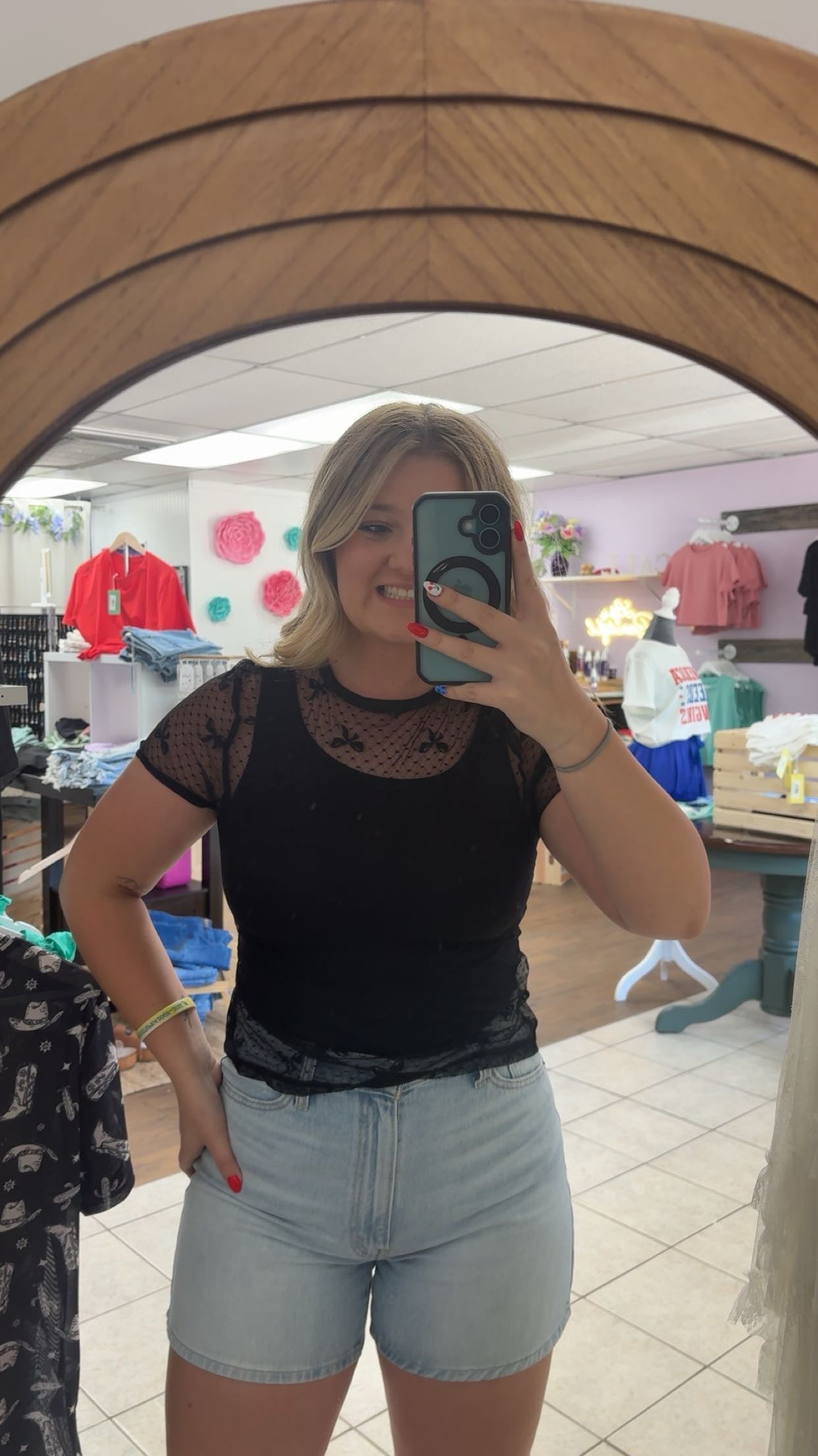Midnight Bow Mesh Tee