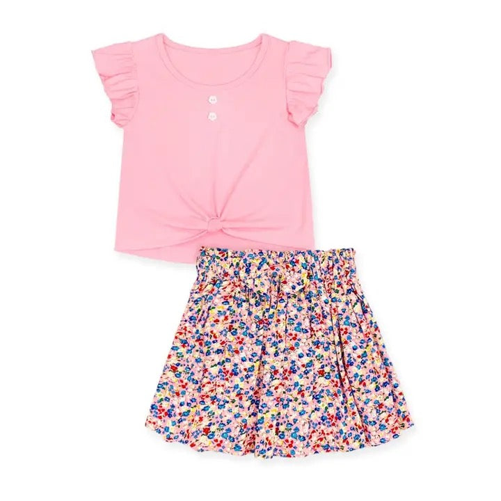 Pink Floral Skirt Set