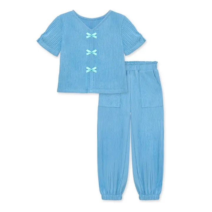 Crinkle Bow Pant Set 💙✨