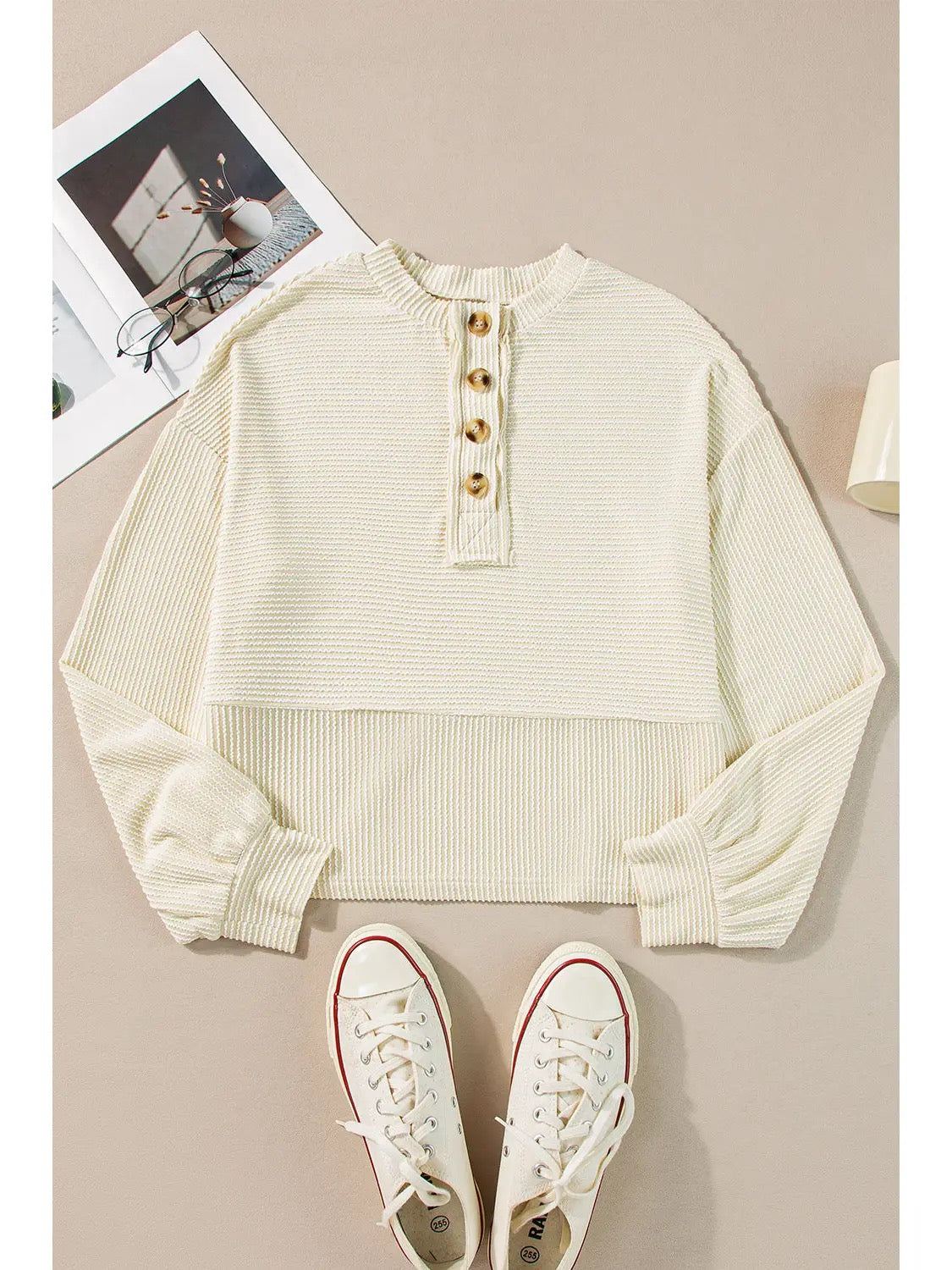 Light Tan Ribbed Pullover