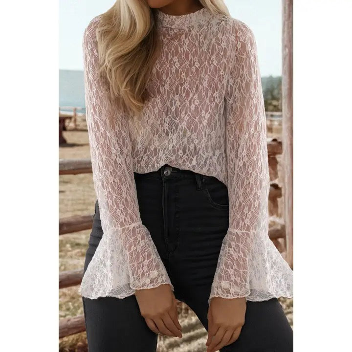 Sheer White Lace Blouse