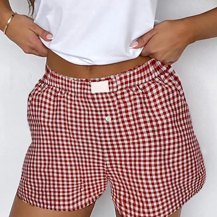 Red&White Plaid Shorts