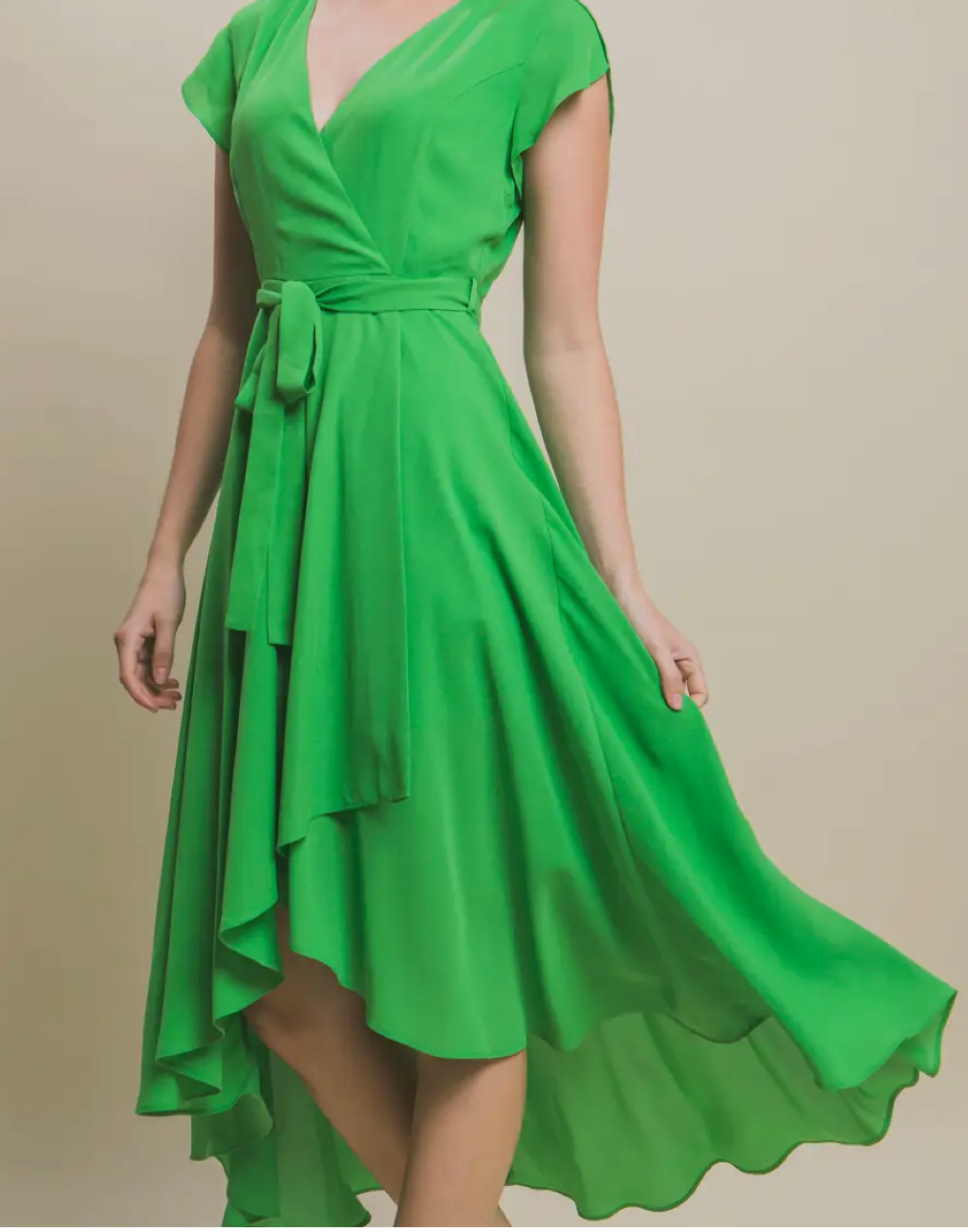 Graceful Green High-Low Dress