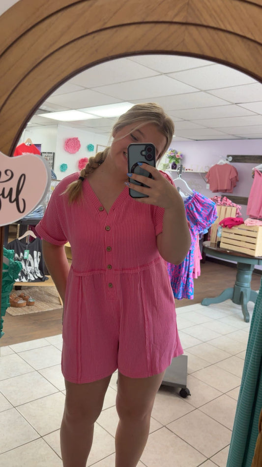Bubble Gum Button-Up Romper