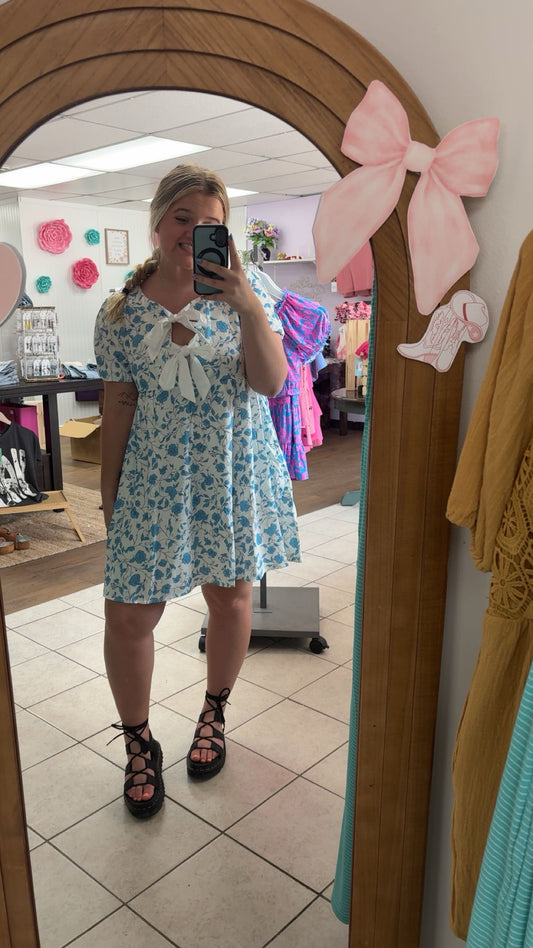 Bluebell Charm Bow-Tie Mini Dress