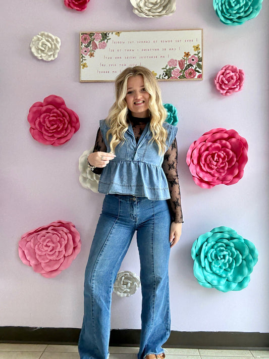 “Unstoppable Waves” High-Waist Flare Jeans