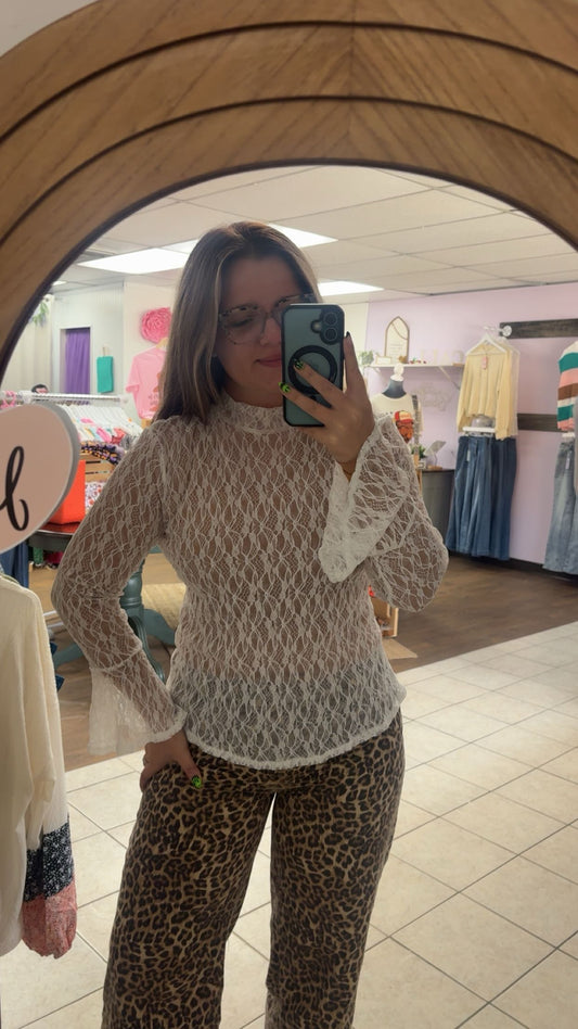 Sheer White Lace Blouse