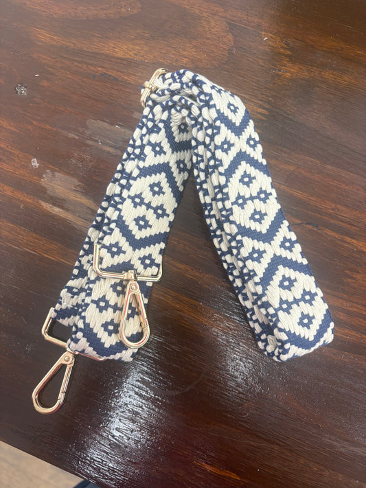 White and Blue adjustable bag strap