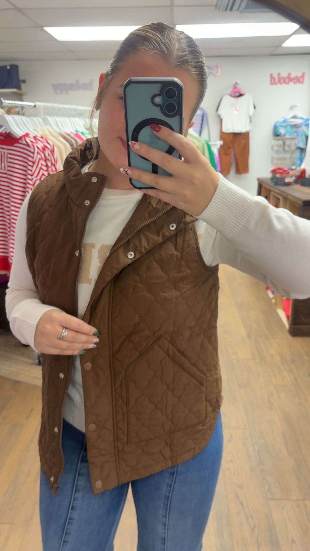 Brown Zip/ Button up Vest