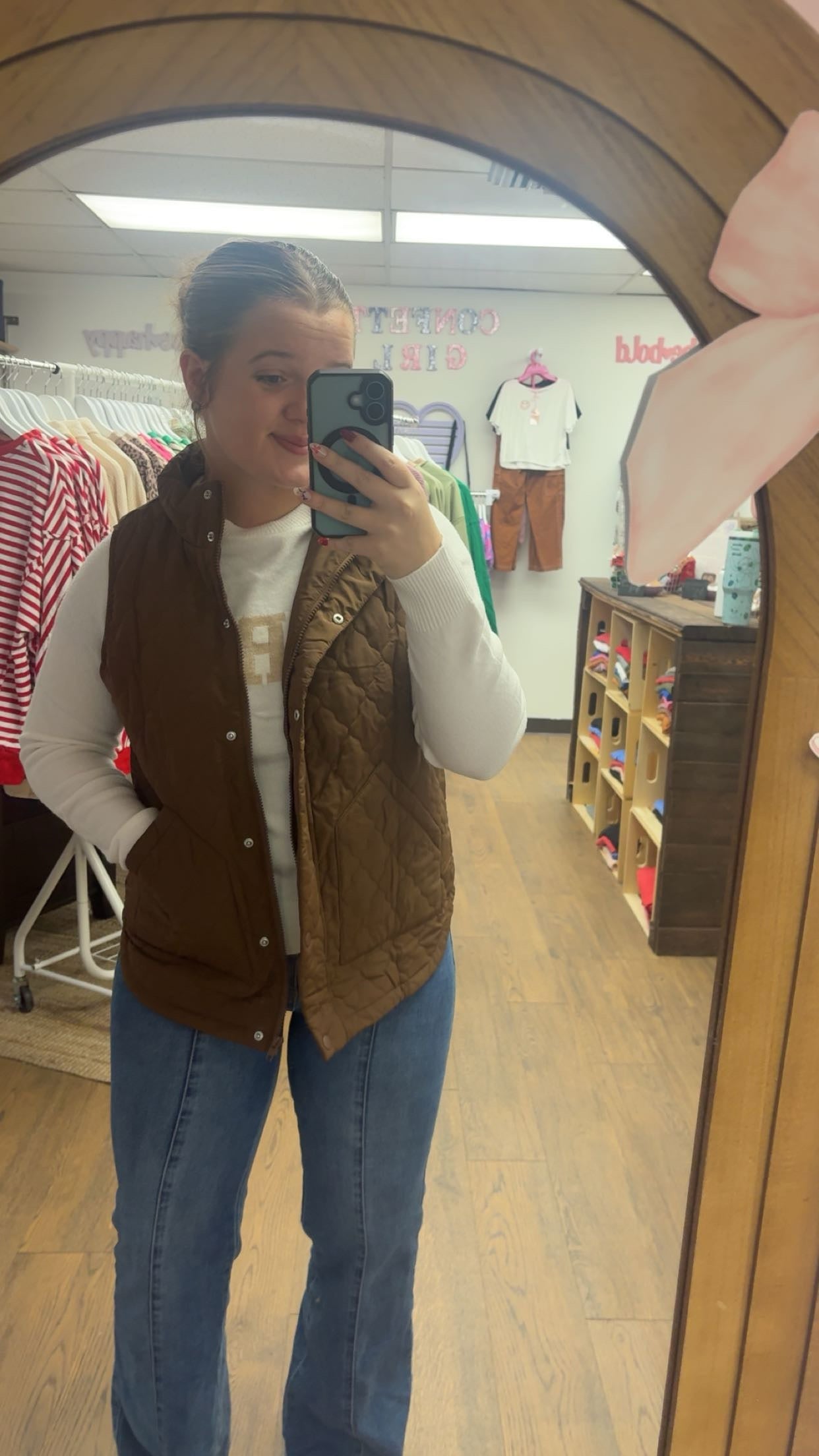 Brown Zip/ Button up Vest