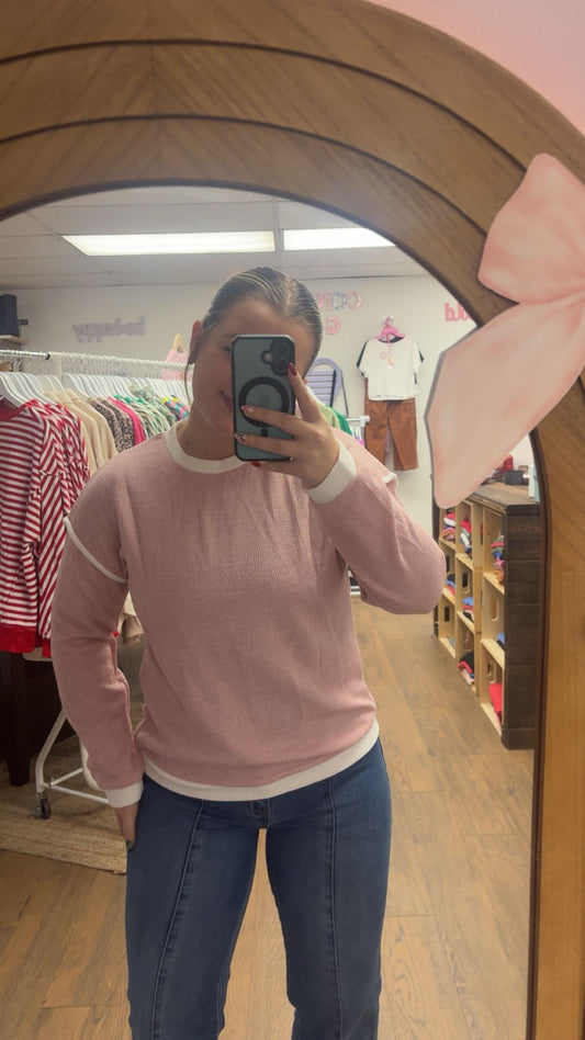 Pink & White Sweater