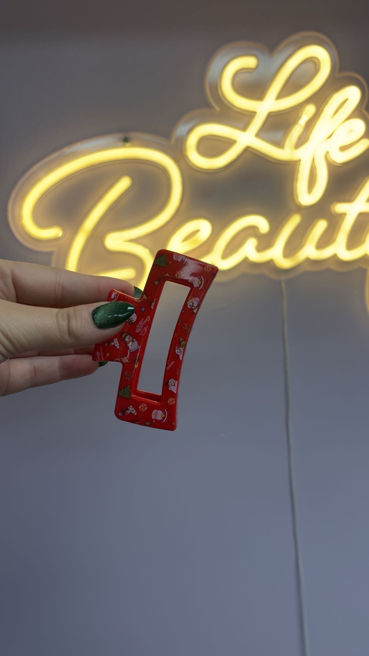 Red Christmas Claw Clip