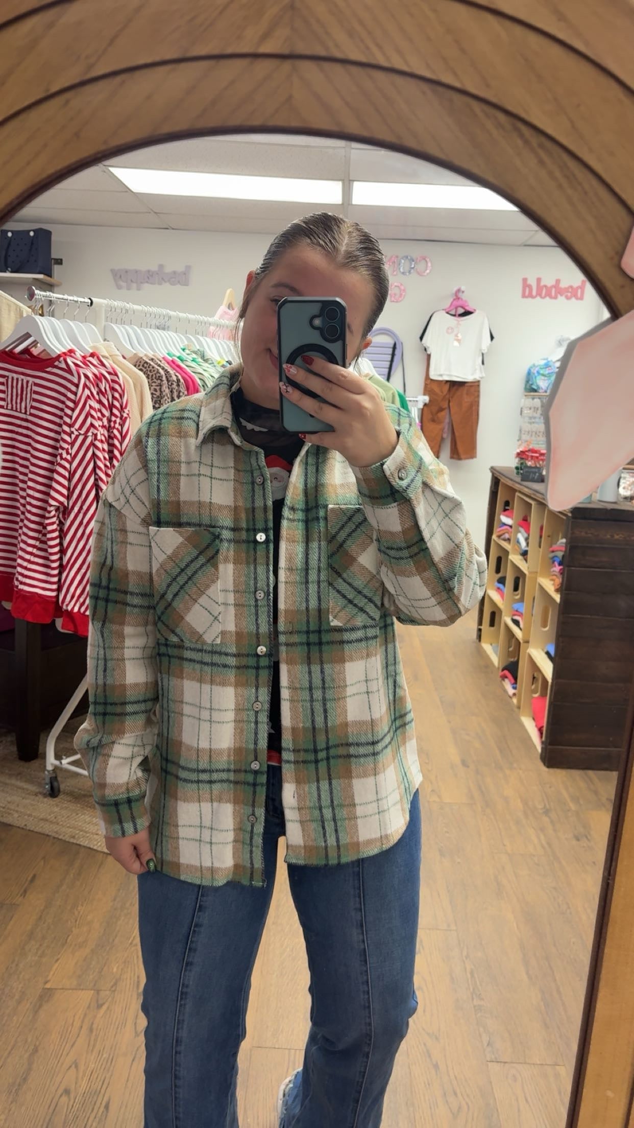 Green Plaid Shacket