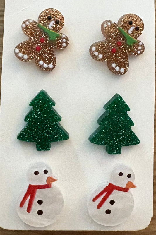 🎄✨ Christmas Earring Set – Gingerbread, Tree, & Snowmen ✨🎄