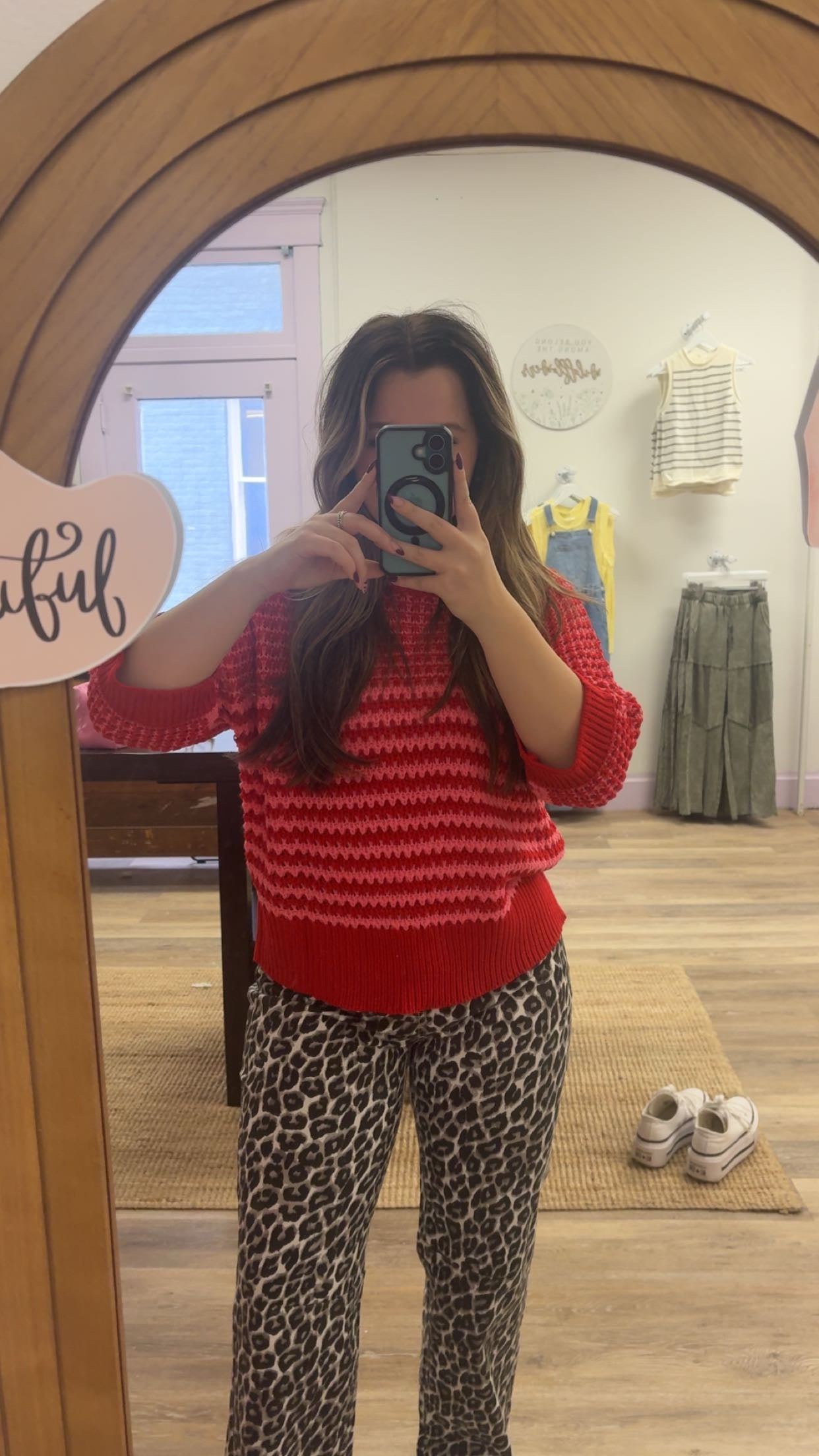 Red & Pink Knit Top