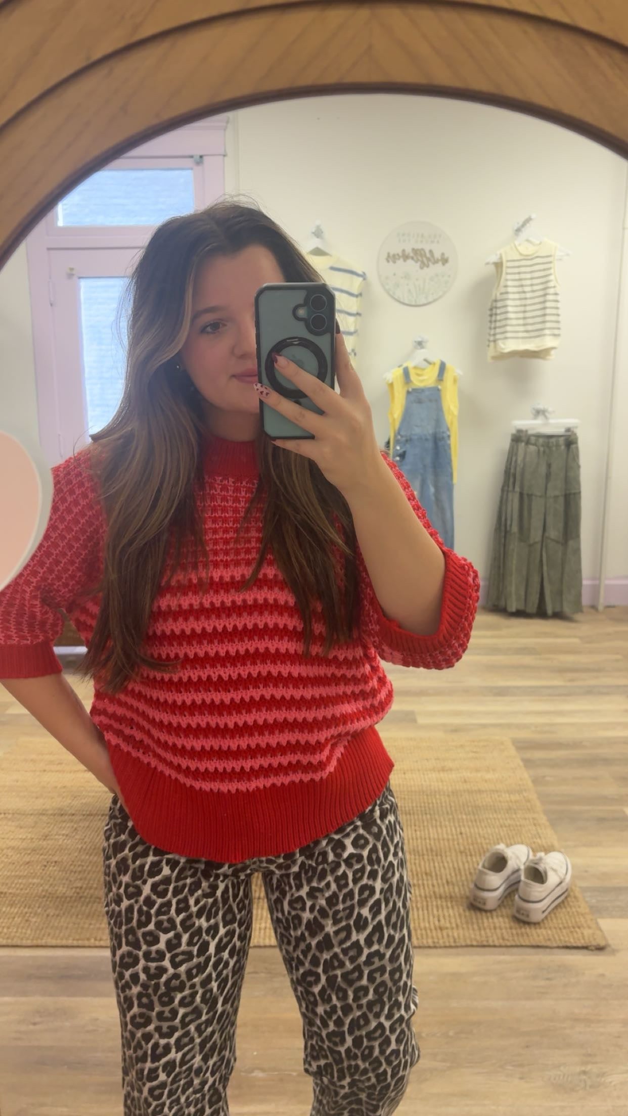 Red & Pink Knit Top