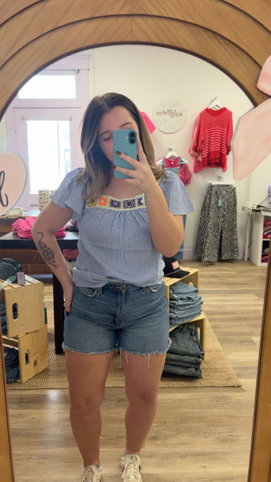 BoHo Ruffle Short Sleeve Top