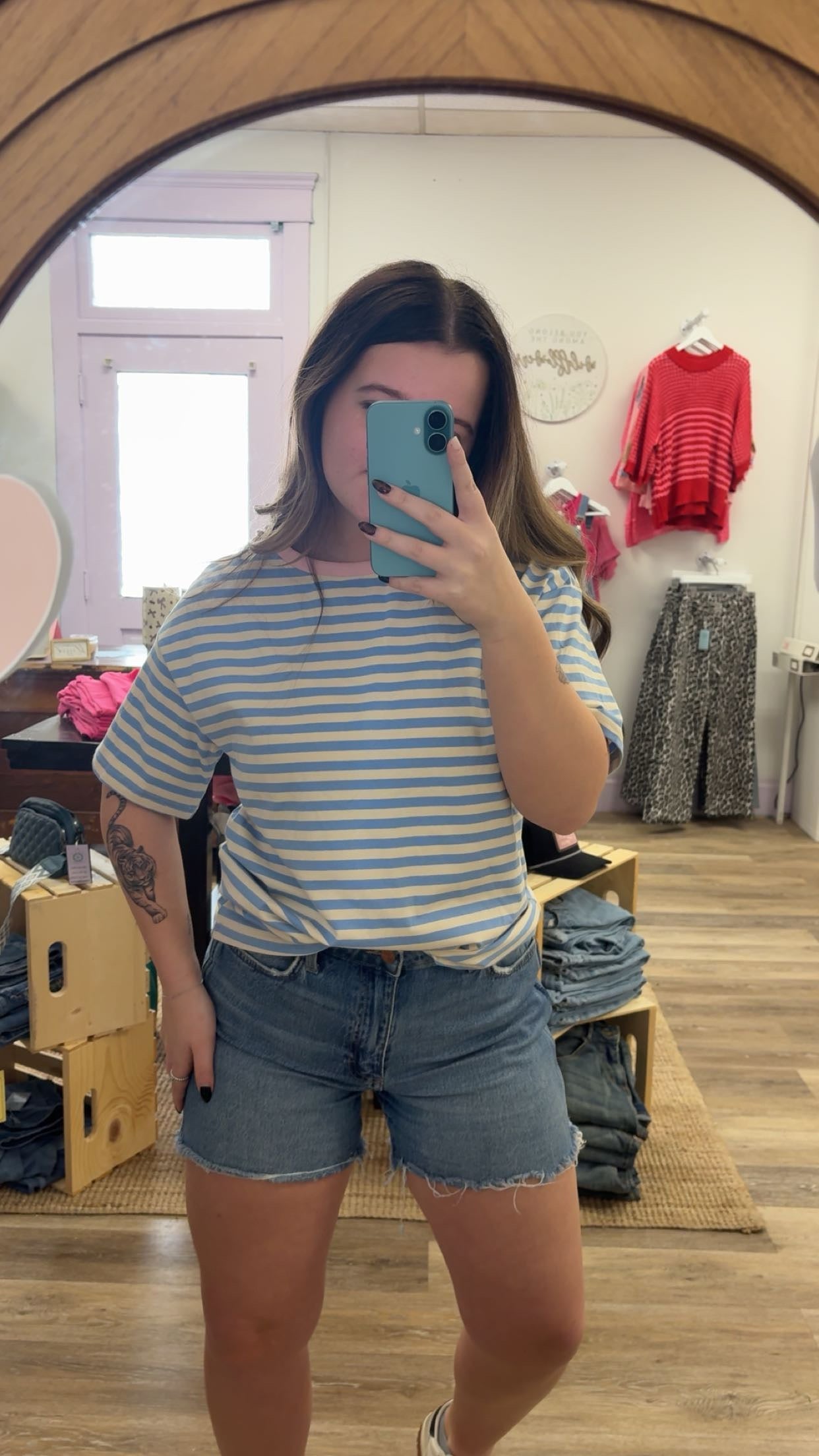Blue Stripe Contrast Spring Top