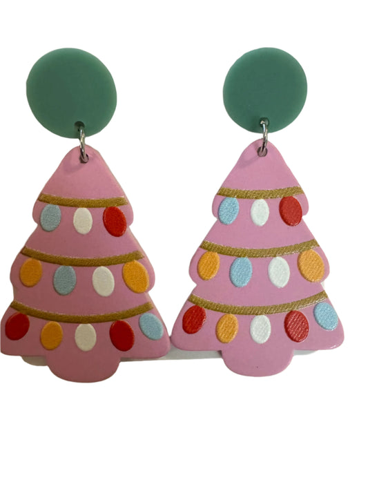 🎀✨ Pink Christmas Tree Earrings ✨🎀