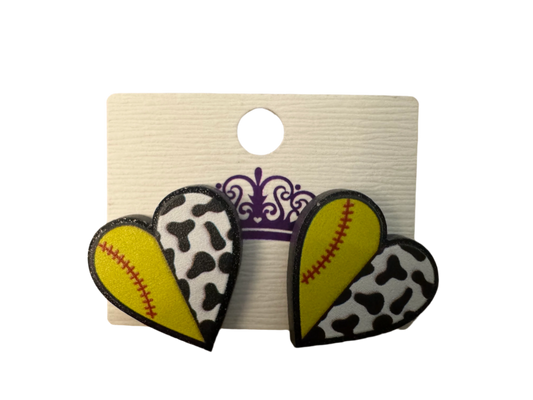 Softball Heart Earrings