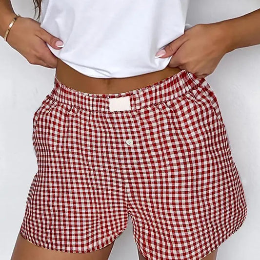 Red&White Plaid Shorts