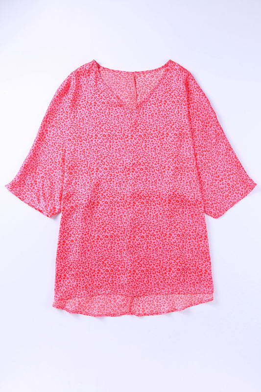 Oversized Leopard Puff Sleeve Blouse