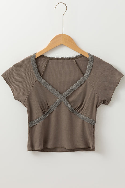 Espresso Lace Wrap Tee