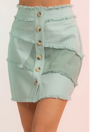 Minted Edge Frayed Skirt