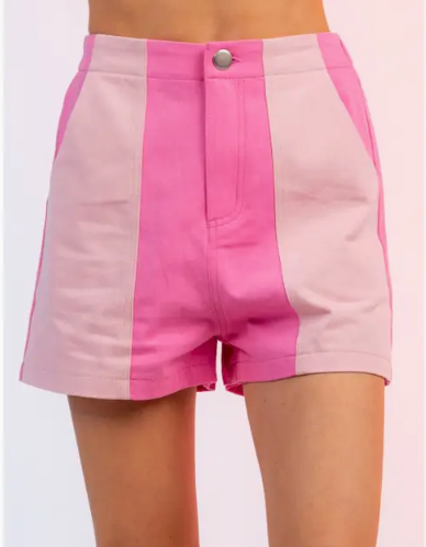 Bubblegum Bliss Color Block Shorts